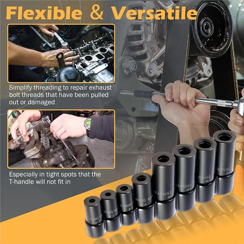 ABVG-Fit MCTI Standard-Gewindebohrer (1/2" 1/8" NPT, bis zu 12 mm metrisch) 70500-Gewindebohrer-Stecksatz 8-teilig für 1/4-Zoll- und 3/8-Zoll-Antriebe