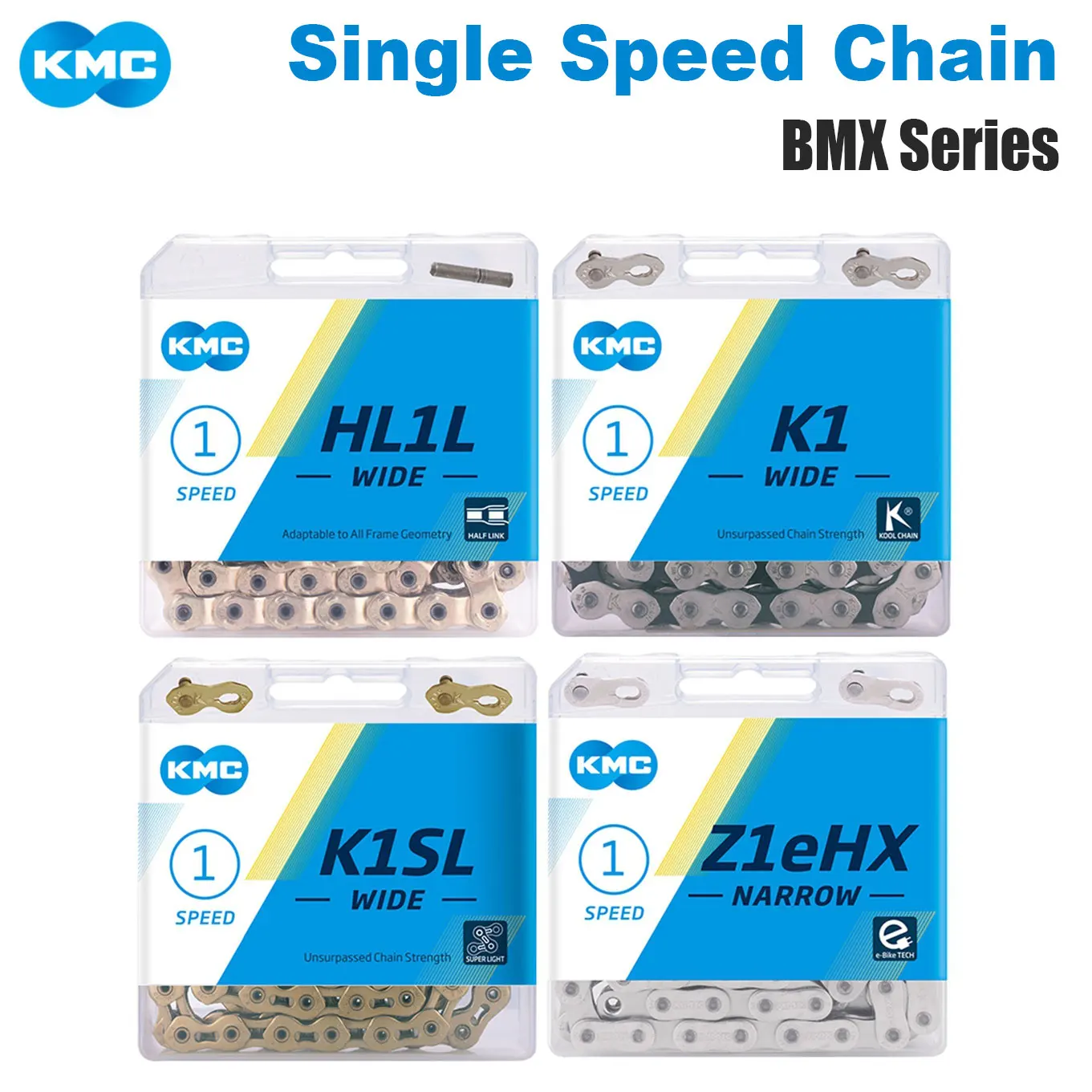 

KMC Single Speed Bicycle Chain MTB BMX 112 Links Freestyle Bike Whip HL1L Z1eHX S1SL 1S Curren 100L Bicycle Parts