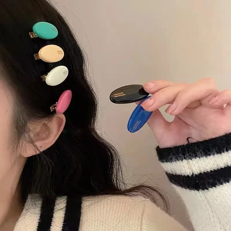 Lovely Oval Acrylic Hairpin Sweet Candy Color Duckbill Hair Clips for Women Girls Simple Cute Multi-color Hair Accessories