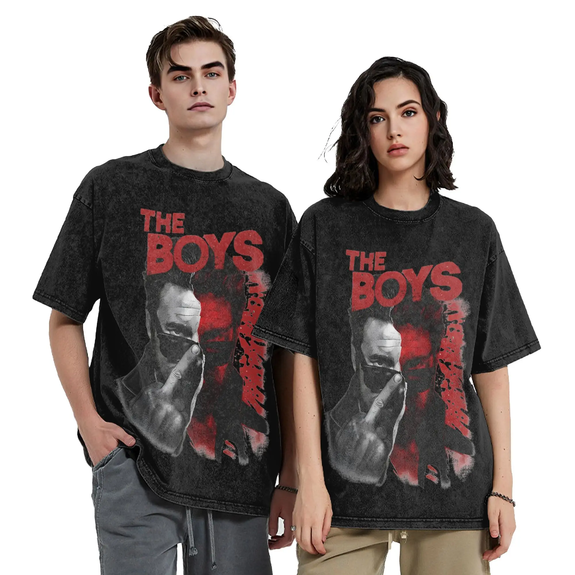 Washed T Shirt Billy Butcher The Boys Hip Hop Novelty T-Shirt Oversize  Streetwear Short Sleeve Graphic Tops Tees Men Women