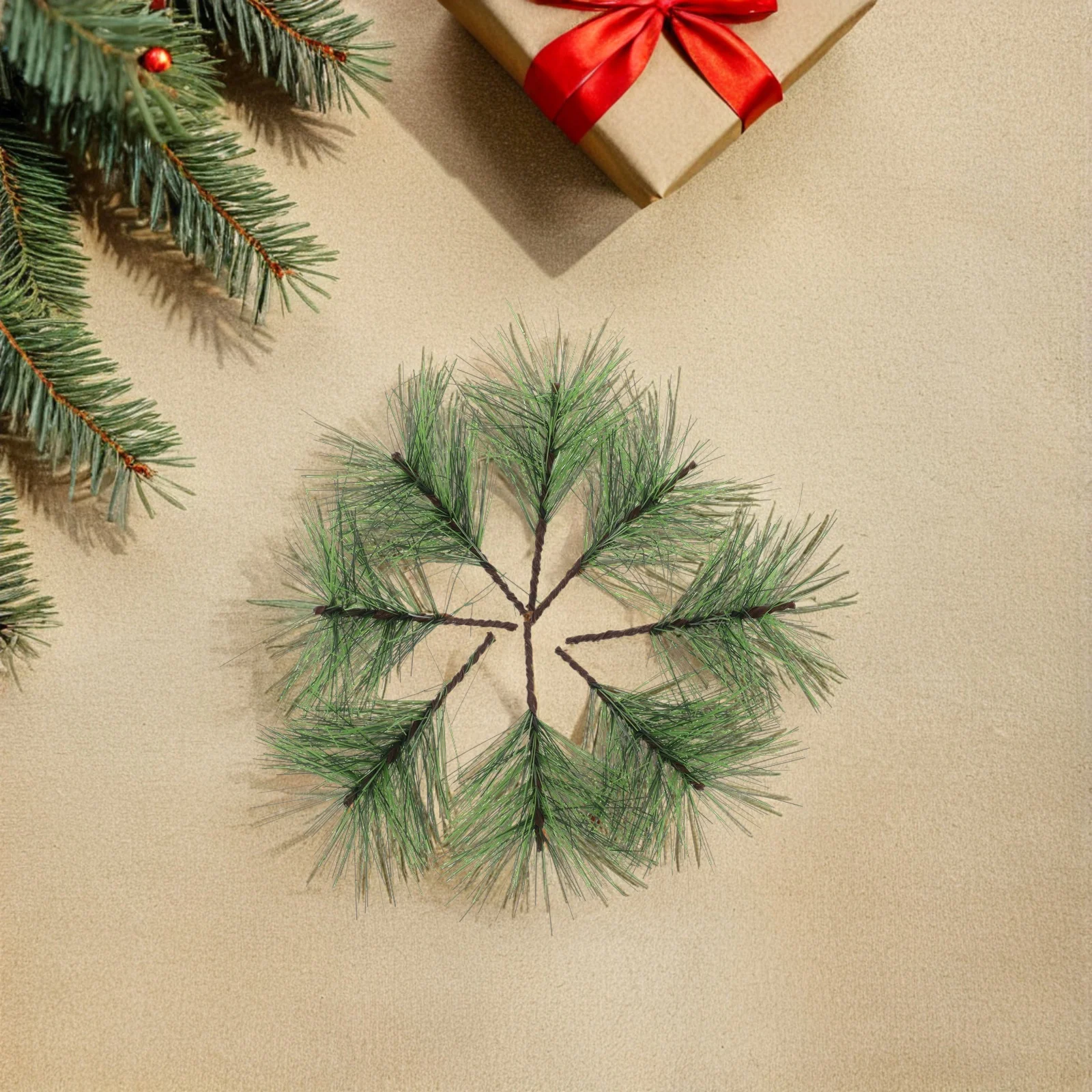 

60Pcs Artificial Pine Needle Picks Realistic Greenery Pine Branches for Christmas Wreath Garland Crafts Decoration