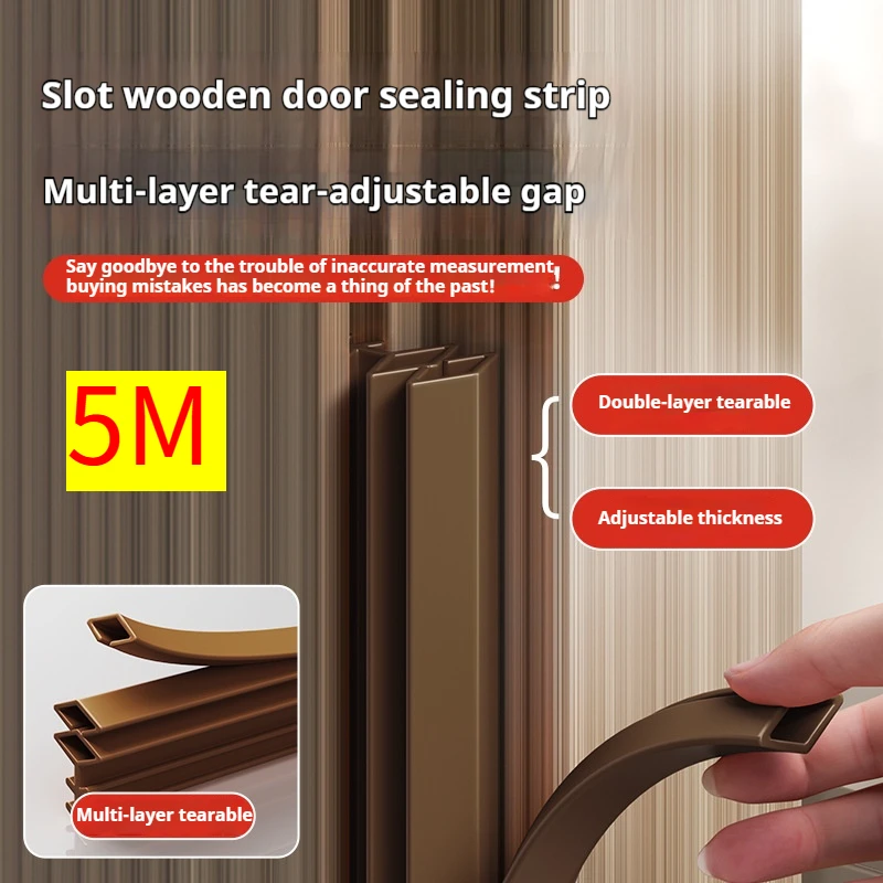 

5m Soundproofing Wood Door Sealing Strip Windproof Anti Insect Weather Stripping Dustproof Self Bedroom Door Seal Home