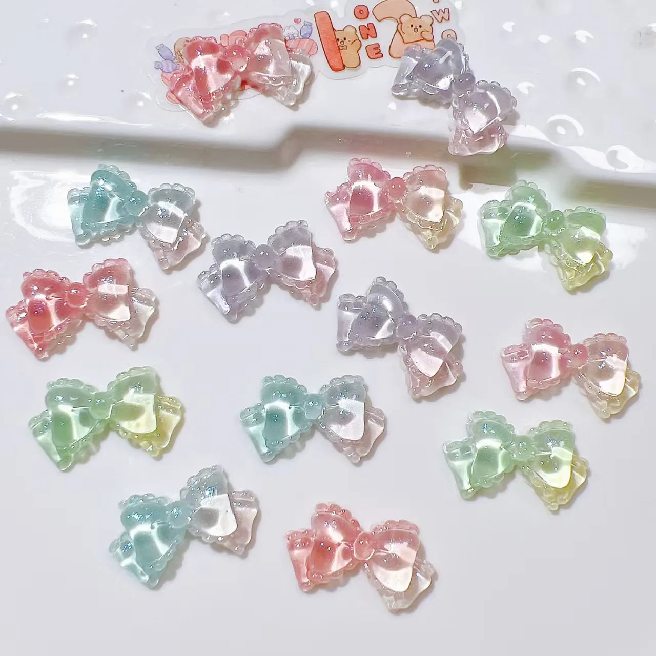 Fashion Resin Bow Flatbacks 50pcs/Lot, Trendy DIY Embellishments for Hair Clips, Jewelry & Scrapbooking