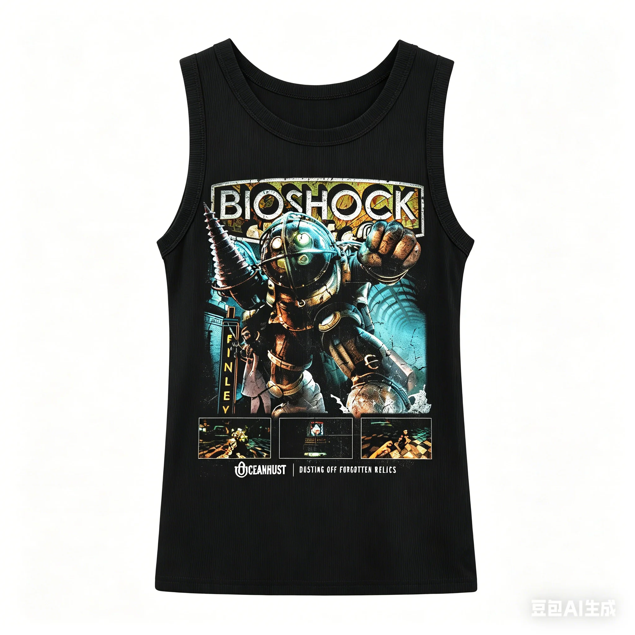 Camiseta sin mangas Bioshock Ribbed, ropa urbana para amantes del anime, ropa con personalidad de nuevo modelo, ropa para todo el año, producto clásico de alta calidad