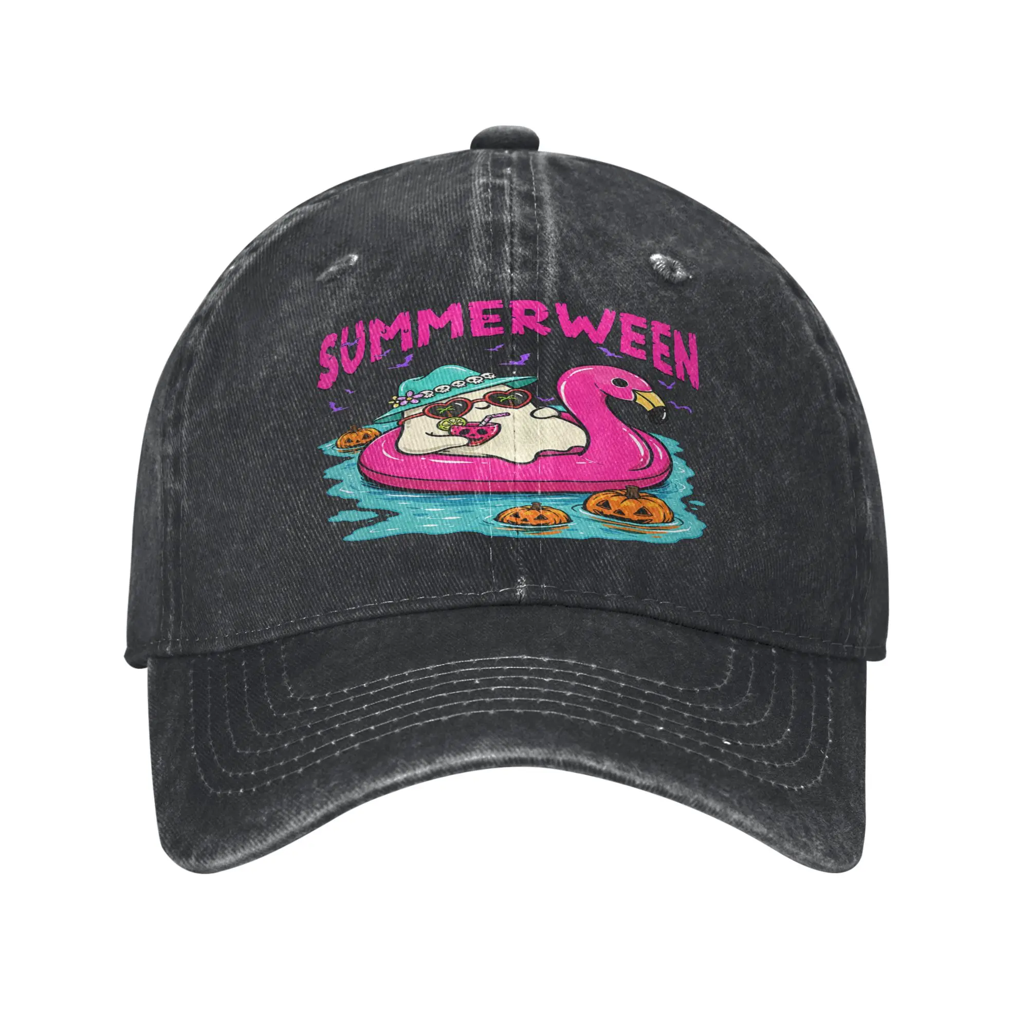 Summerween Funny Ghost Halloween Summer Floating Cap  Cool Baseball Cap Hats Visor Protection Snapback Cotton tops gorras
