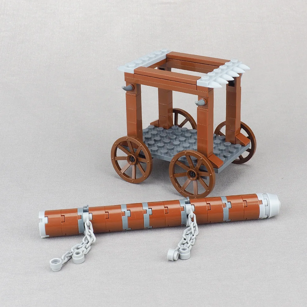 MOC-solddado romano de guerras antiguas, carrito de madera con puerta rota, Kit de bloques de construcción de vehículos, Castillo, ataque, coche, juguetes Idea de ladrillo, regalo, 1 Uds.