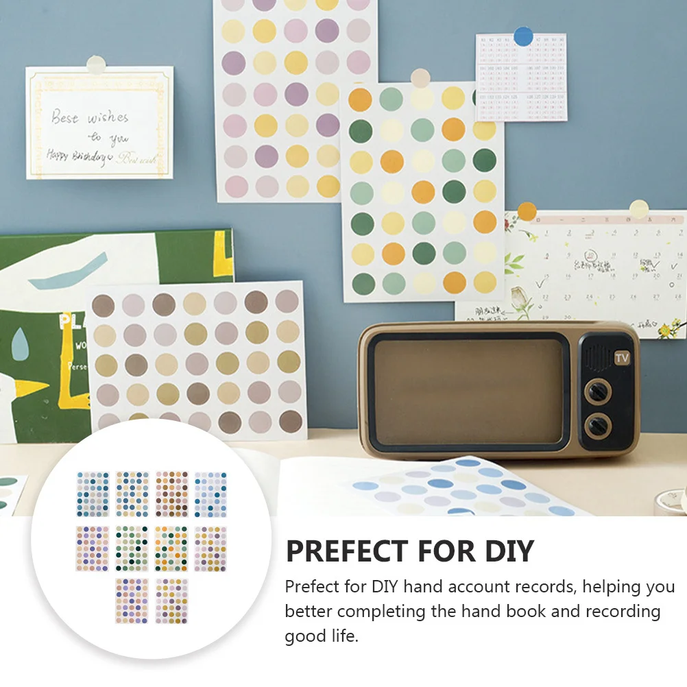 20 Sheets Stickers Translucent Circle Labels for Journal Scrapbook Album Gift Wrapping Seal Decals Diary Stickers