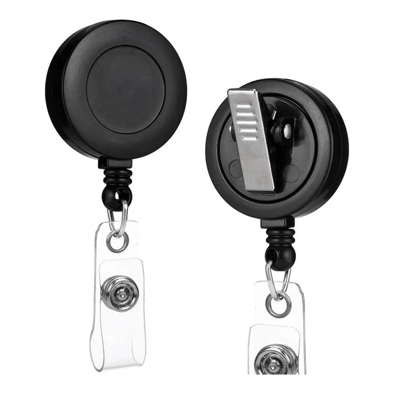 2 Pack Name Badge Holder ID Badge Holder Retractable Badge Reels With Swivel Alligator Clip (Black)