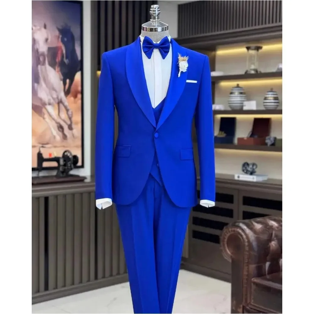 

Men Suits 3 Piece Jacket Pants Vest Single Breasted Notch Lapel Formal Wedding Blazer High Quality Costume Homme