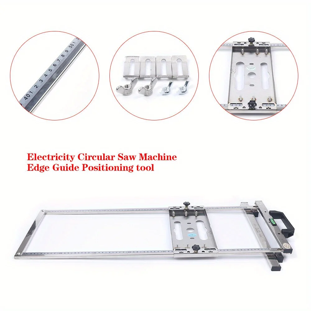 نظام دليل منشار دائري من الفولاذ المقاوم للصدأ 2 نطاق قطع قابل للتعديل 60 سم مع مقياس ثنائي لبلاط الخشب مناشير 4 بوصة
