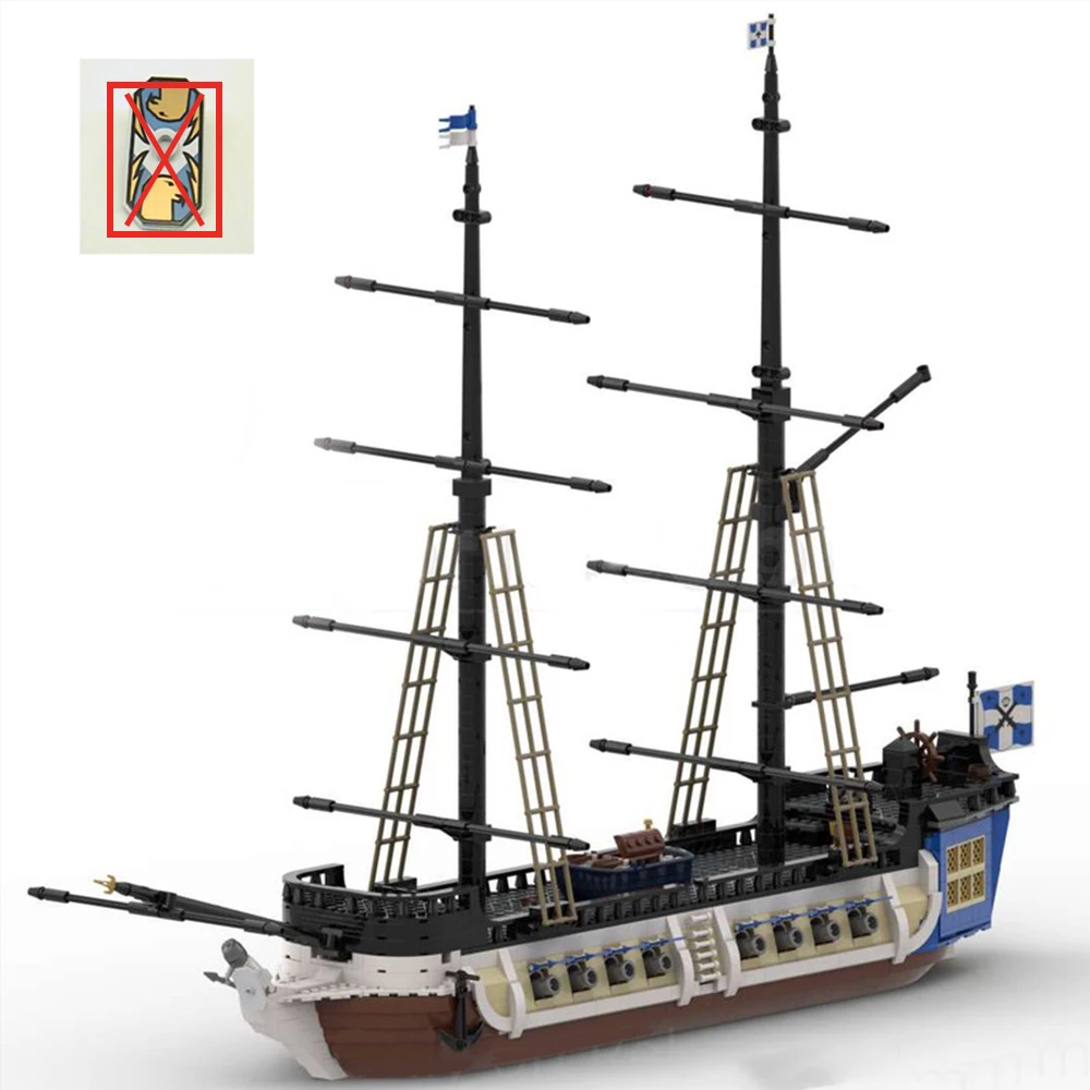 1284PCS Moc Building Blocks Pirates Flag Military Lord's Homage Bluecoat Frigate Technical Bricks Toys For child Holiday Gift