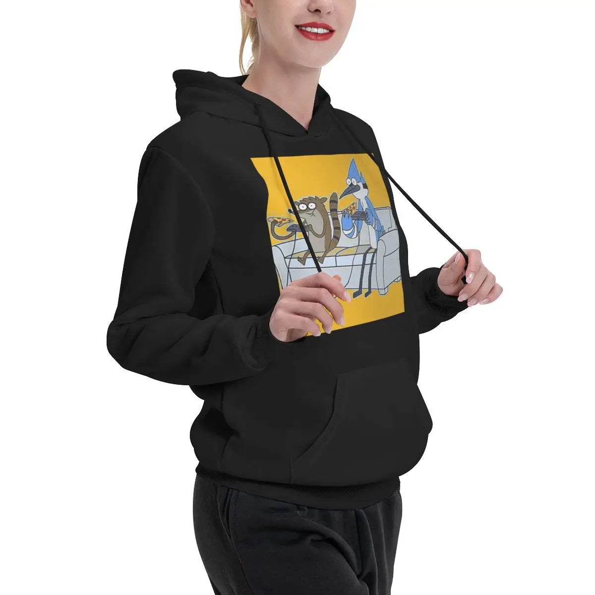 Mordecai و Rigby البيتزا وألعاب الفيديو زوجين هوديس الرجال النساء بلوزة كاجوال البلوز موضة كم طويل الخريف الشتاء