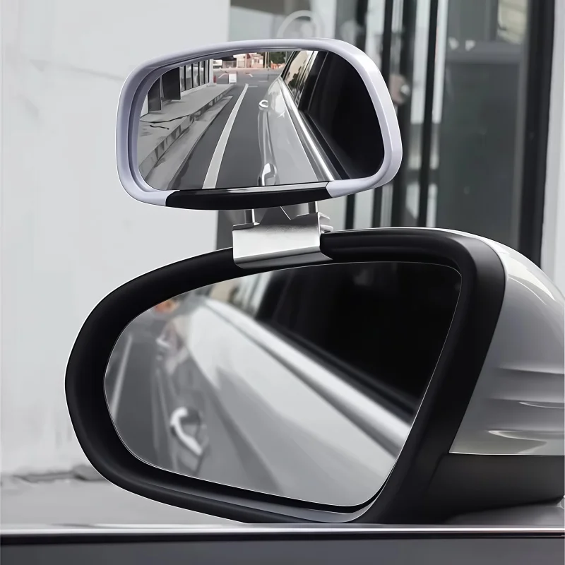 Car Mounted universal Adaptive Front Blind Spot Mirror with Convex Lens -360° Adjustable Widened Field of View Rearview Mirror