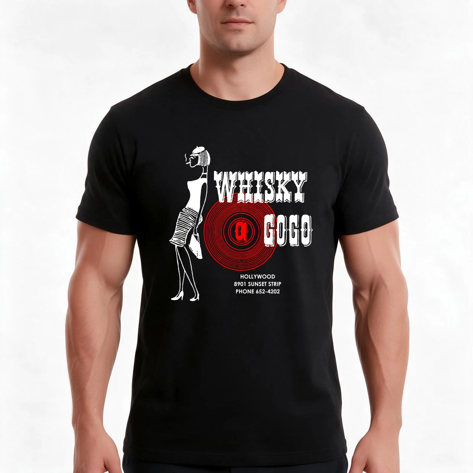 Whisky A Go-Go Vintage Poster Restoration Digital T-Shirt Summer Casual Cotton Tee Oversized Streetwear Tops Unisex Men Women