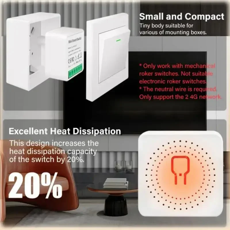 MINI Tuya WiFi Smart Switch, 16A, 2 voies, contrôle de la minuterie, sans fil, maison intelligente, tournesol, prise en charge d'Alexa, Google Home, Alice