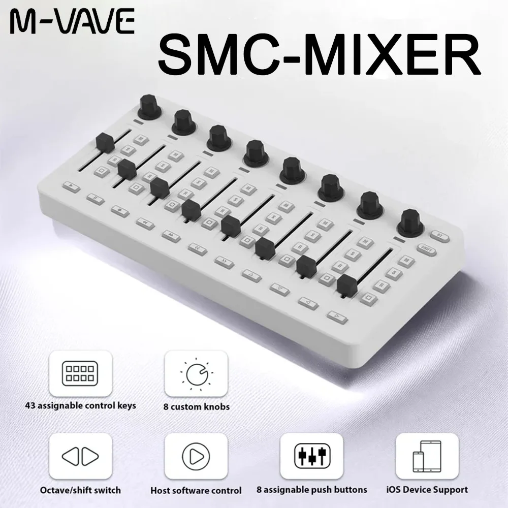 

Микшерная консоль с беспроводным MIDI-контроллером — M-VAVE SMC-микшер, BT и USB, совместимая с большинством электроакустических инструментов