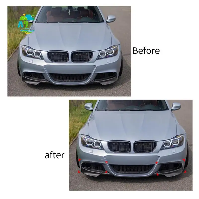 

A09E-Car Bright Black Front Bumper Splitter Spoiler Trim Fog Light Canard Accessories For BMW 3 Series E90 E91 LCI M Sport 2009-