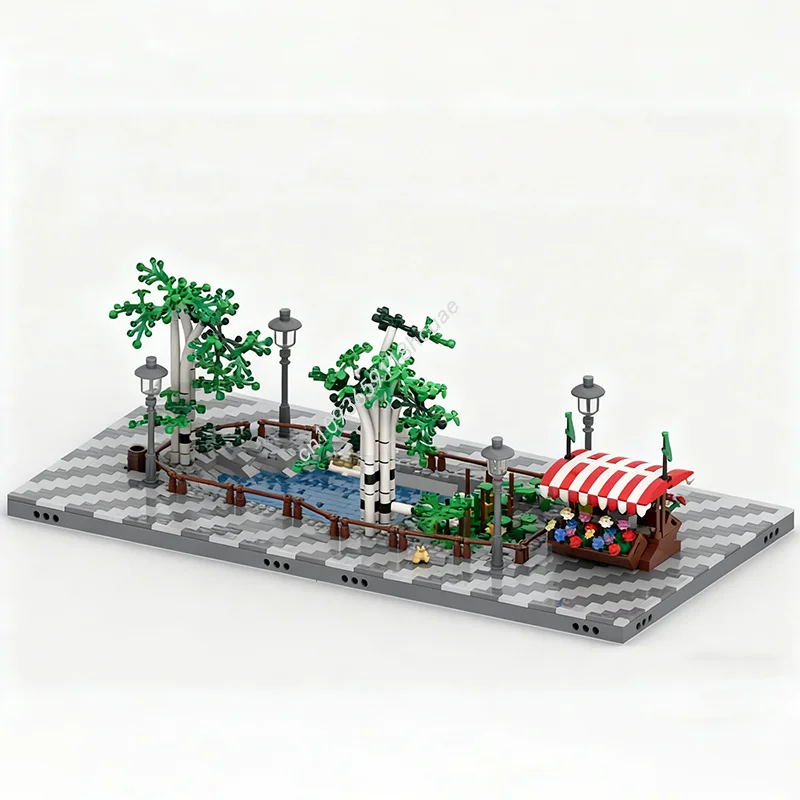 1683 pièces MOC petit parc étang modulaire modèle de construction blocs anniversaire créatif artisanat jouets Architecture cadeaux de noël
