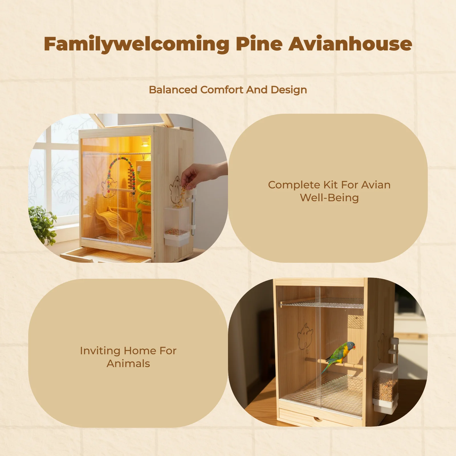 

Parrot Enclosure Wooden Bird Brooder Acrylic Door Indoor Use