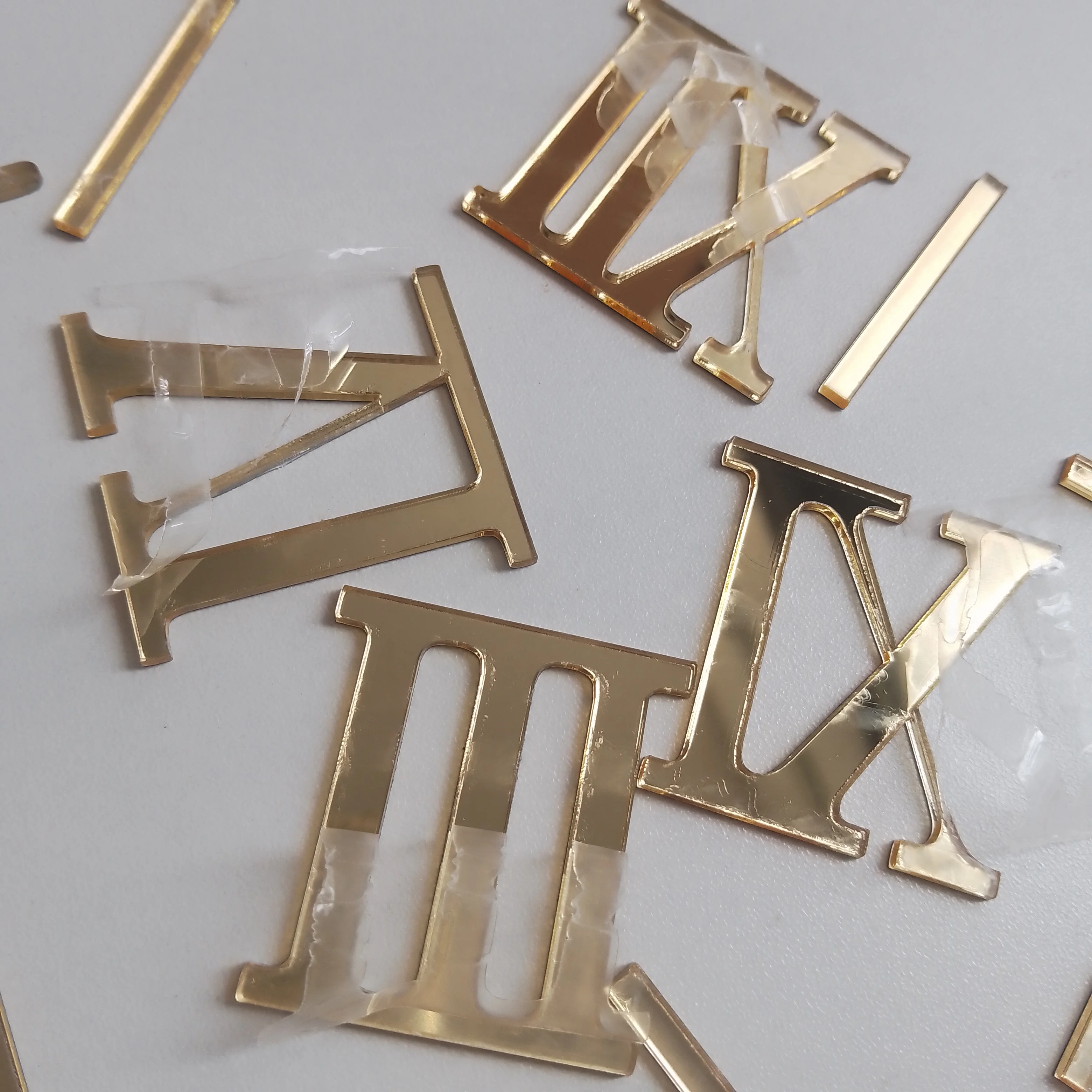 3D Stereo Mirror Acrylic Roman Clock Numbers Self Adhesive 1-12 Digit Stickers 1.8mm Thick DIY Wall Clock Replacement Digits