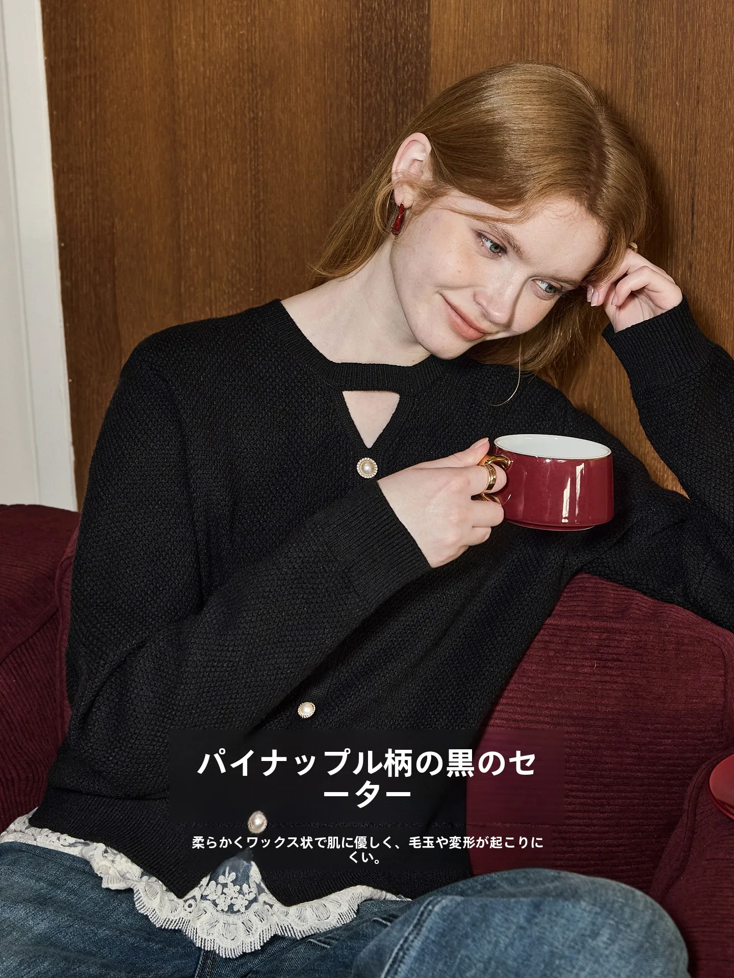 

KuNMaVi round Ne Hollow out Knitted Sweater Women's Spring New Sle Small Size Ele Agel Long Sve Comfortable Soft