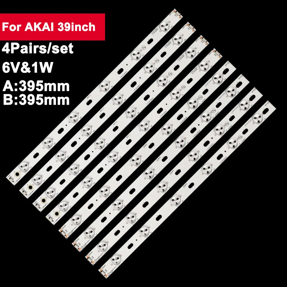 

395 мм, 6 в, 8 шт., задняя подсветка, детали для телевизора для AKAI 39 дюймов, LED40F3300DC 35016696, LED39F3200CE, LED39F2800NE, LED40F3300DC, 40F3800CF