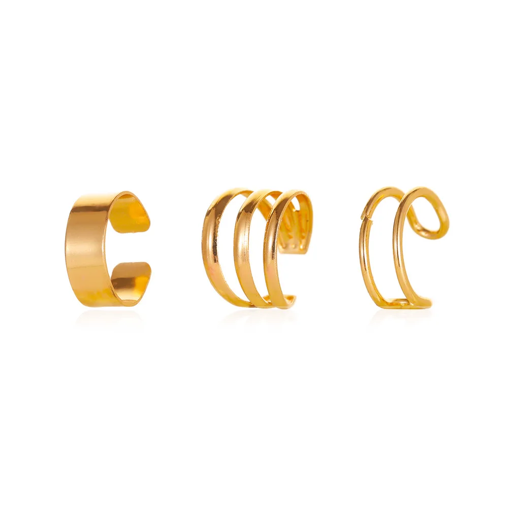 INS Simple Style 3Pcs/Set Fashion Simple Smooth Ear Bones Clip Earrings For Woman No Piercing Earring Delicacy Jewelry Gifts