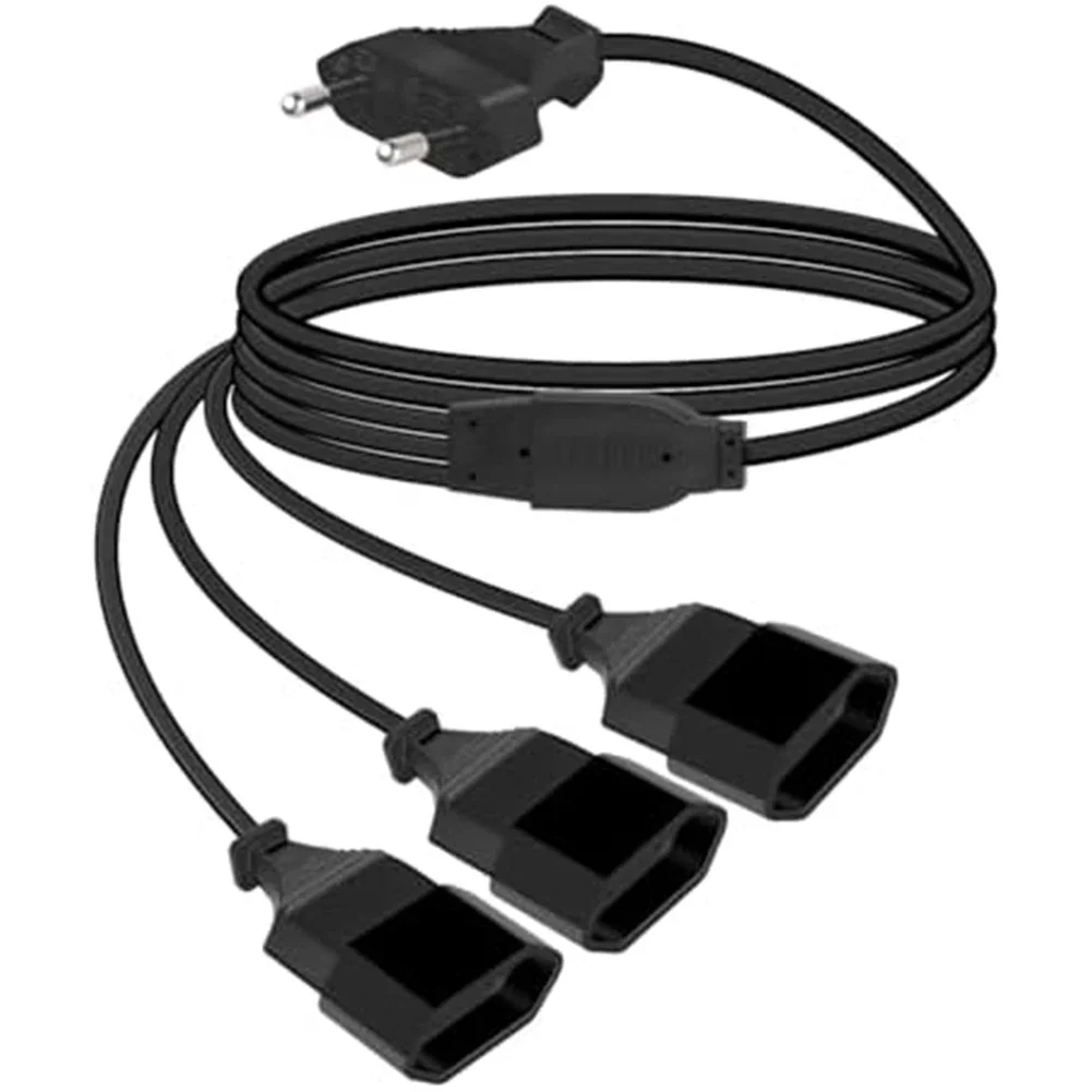Short EU Extension Cord 3-in-1 Flat Type C Power Splitter To Outlet Splitter 2.5A 250V Extension Cable For Monitor TV Appliance