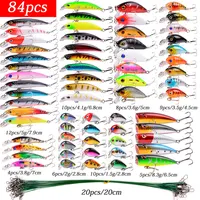 Kits de señuelos de pesca mixtos, Crankbait Minnow Popper, cebos para lubina, juego de wobbler, aparejos de cebo de pesca falsos realistas