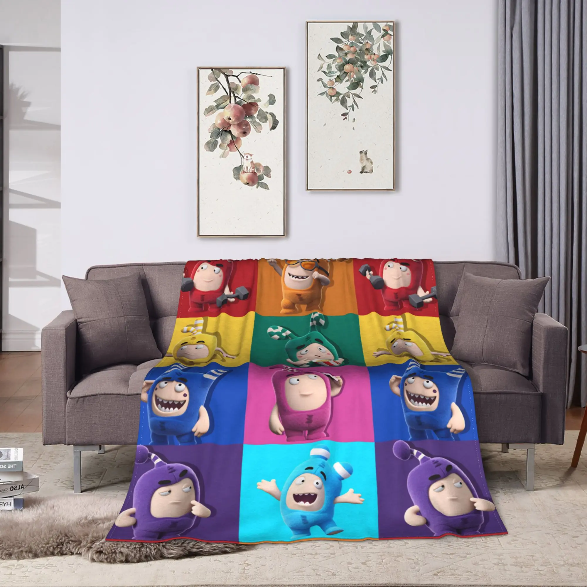 Oddbods Blankets Cute Cartoon Airplane Travel Flannel Throw Blanket For Bedroom Soft Warm Quality Bedspread Gift Idea
