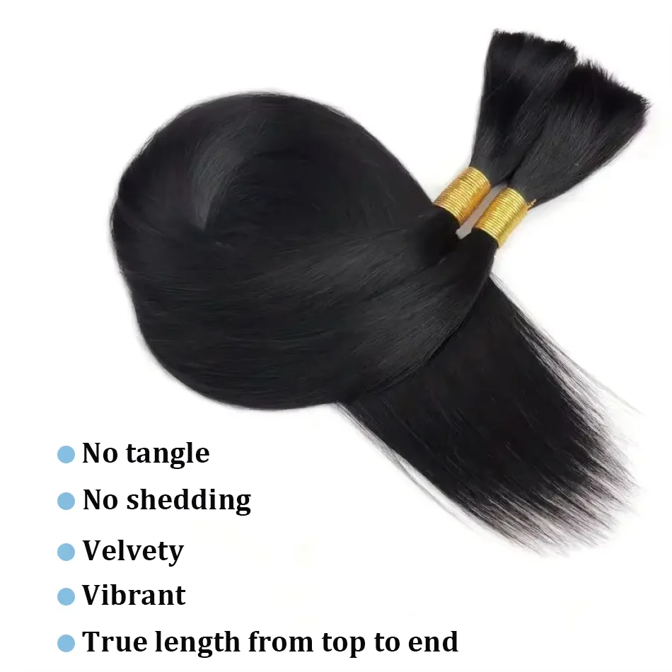 Straight Bulk 100% Human Hair No Weft Remy Bulks For Braiding 16-24 Inches Wholesale Remy Hair Extension Natural Black Color