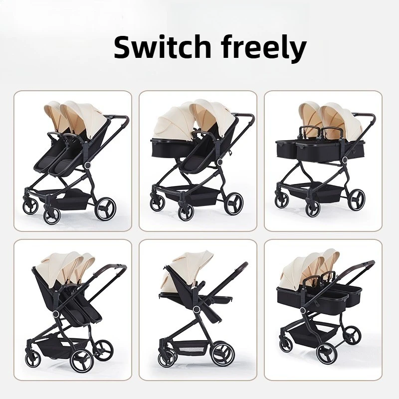 عربة أطفال متكاملة عالية الرؤية، يمكن الجلوس أو الاستلقاء، عربة سفر خارجية خفيفة للغاية وقابلة للطي