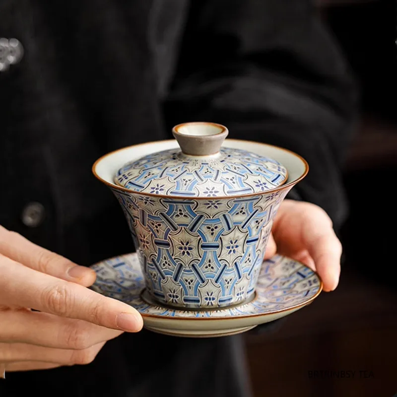 

Chinese Handmade Ceramic Gaiwan Color Enamel Tea Tureen Household Teacup Tea Bowl Travel Portable Tea Set Accessories 150ml