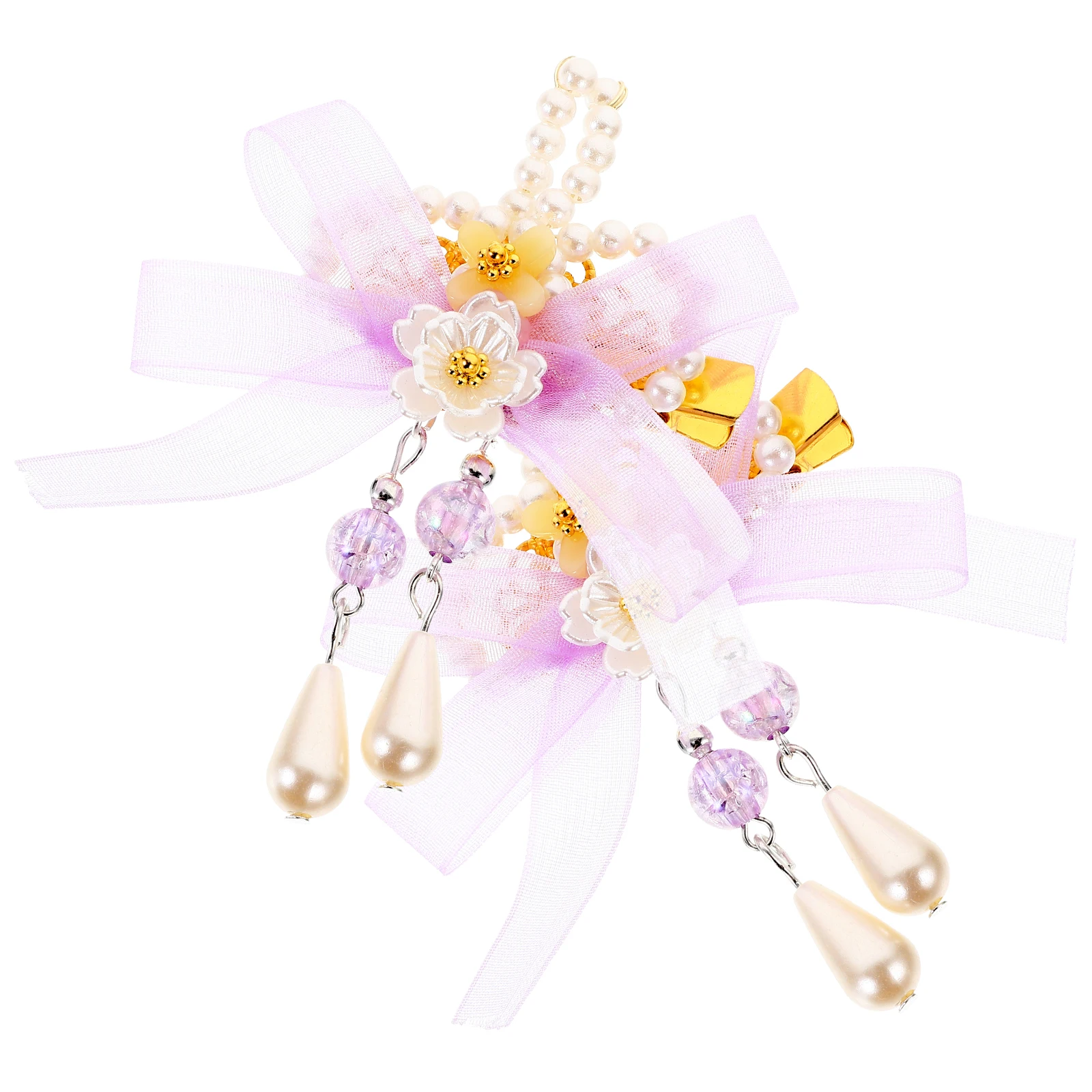 

2pcs Flower Hair Clips Lightweight Comfortable Wedding Party Accessories Tassel Style Exquisite Color Fashionable Decorations