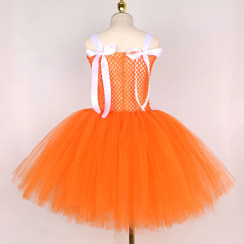 White Orange Fox Halloween Costumes for Girls Kids Animal Cosplay Tutu Dress with Ears Children Birthday Carnival Party Outfits