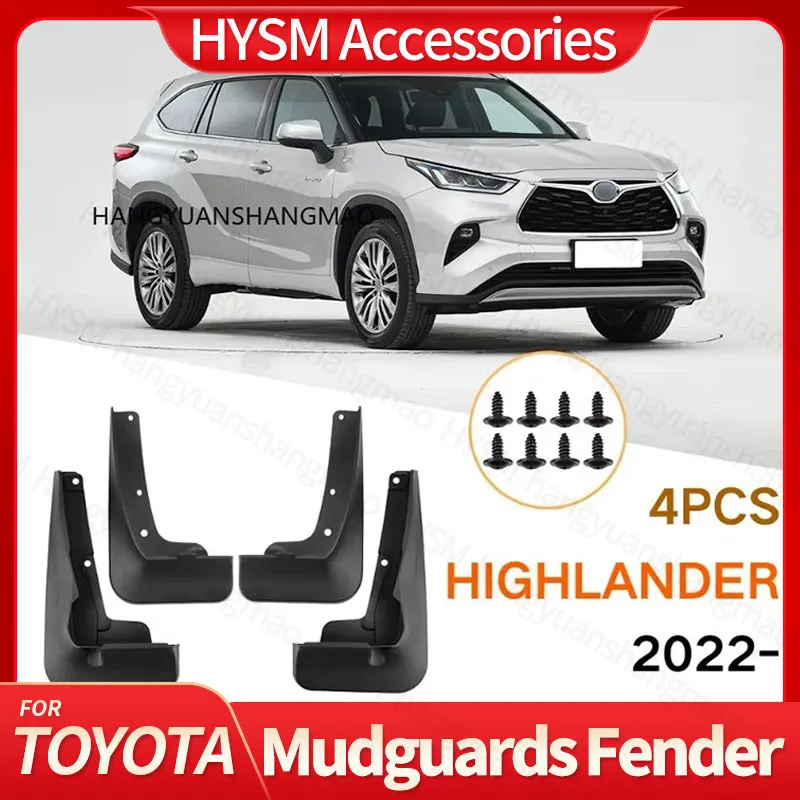 Car Mud Flaps Mudguard Splash Guards Auto Exterior Parts For oyota Highlander 2022-2025  Black ABS Material 4PCS Set