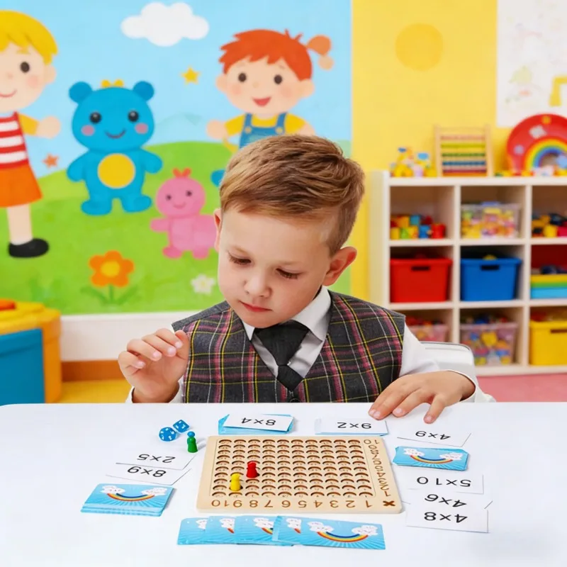 99 Multiplication Table Wooden Board Game Kids Montessori Math Learning Educational Toys Children Baby Arithmetic Teaching Aids
