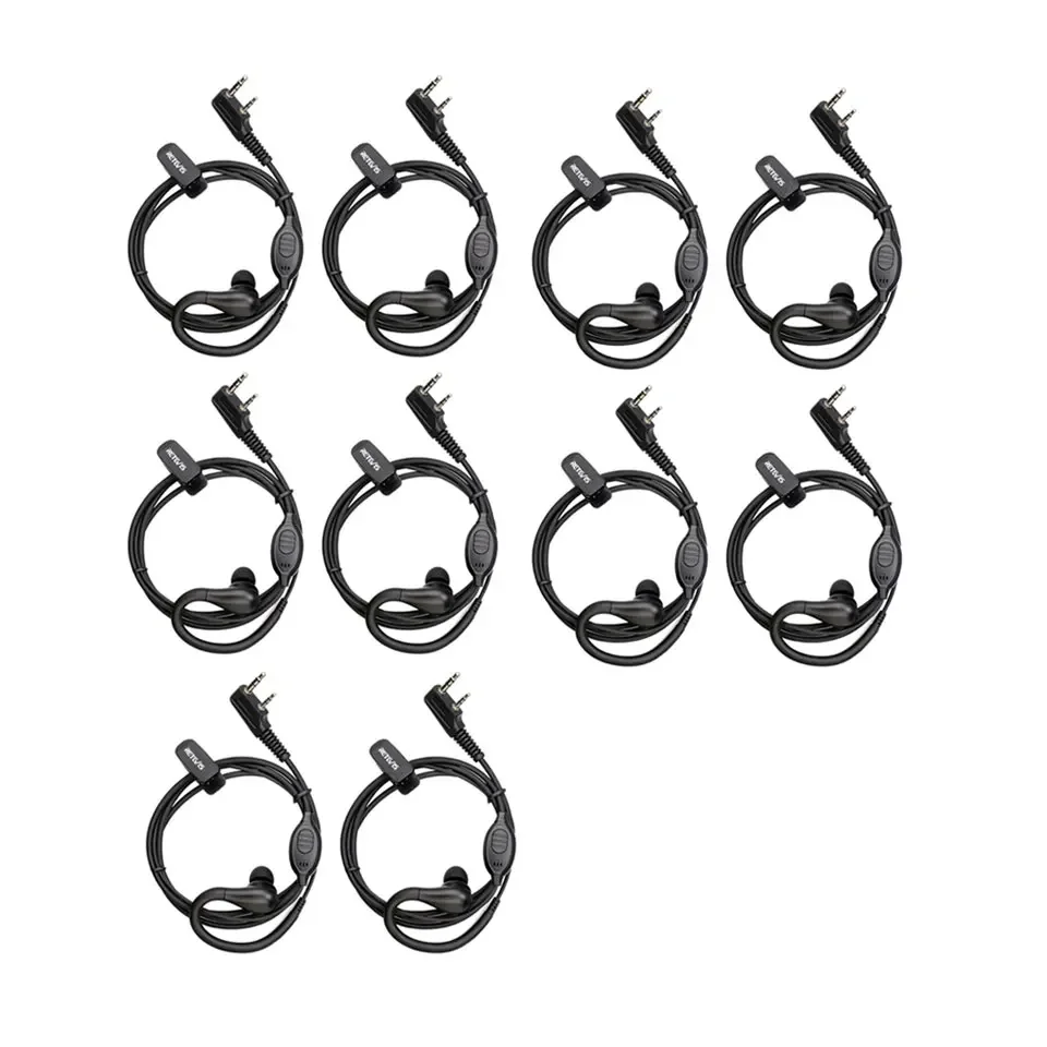 10pcs 2Pin Earhook Earpiece Walkie Talkie Earphones For Retevis RB618 H777 RT622 Two Way Radio For Kenwood/Baofeng