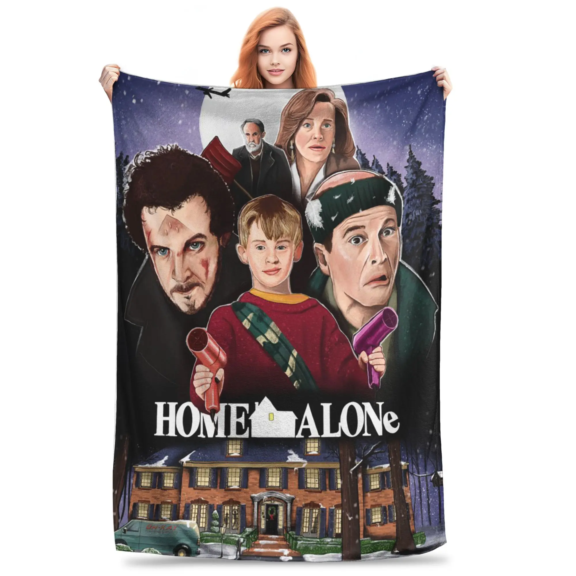 

Фланелевое одеяло для дома - комедийная пленка «Один дома» Забавные теплые плюшевые одеяла Мягкое постельное белье для кровати Гостиная Домашний диван для пикника