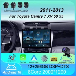Android 16 Car Radio Carplay Auto For Toyota Camry 7 XV 50 55 2011-2014 Multimedia Video Player Navigation Stereo GPS No 2din 4G