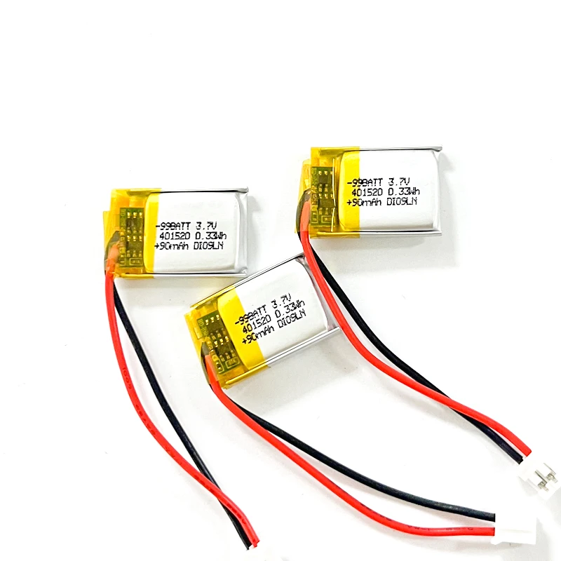 401520 3.7V Battery 90mAh Lipo Rechargeable Polymer Lithium Batteries for Bluetooth Headset Wireless Mouse Handheld Mini Fan
