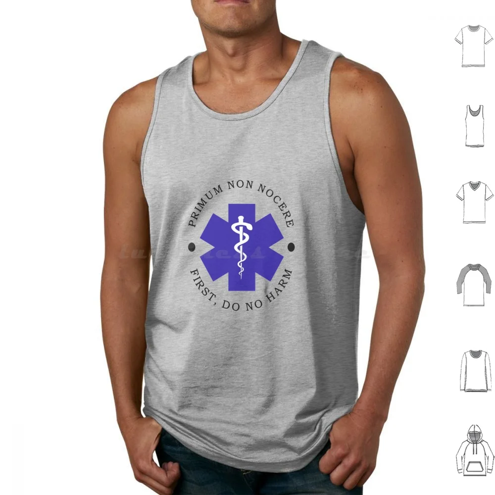 Primum Non Nocere-First Do No Harm-V2 Tank Tops Print Cotton Asclepius Rod Of Asclepius Staff Medicine Nurse