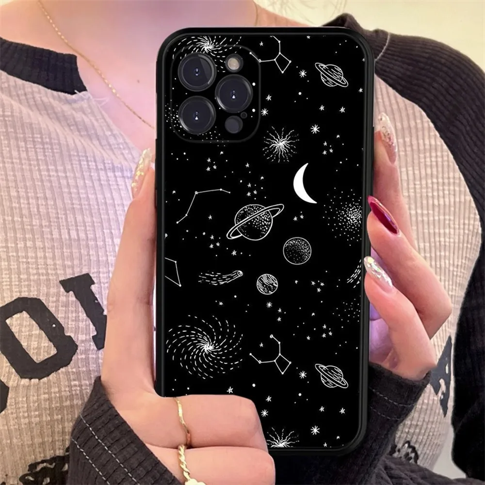 Sky Space Planet Moon Stars Phone Case Silicone Soft for iphone 15 14 13 12 11 Pro Mini XS MAX 8 7 6 Plus X XS XR Cover