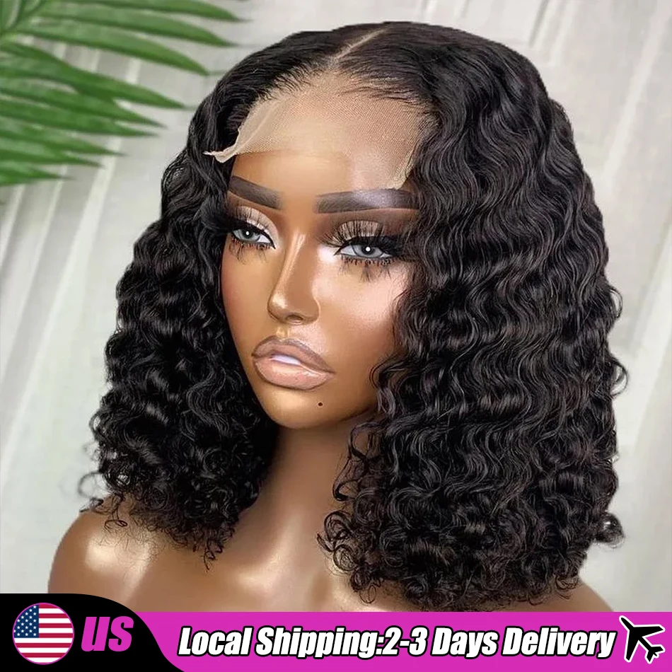 Curly Short Bob Lace Frontal Human Hair Wig 13x4 13x6 Deep Wave Lace Front Wigs 250 Density 5x5 Glueless Closure Wig Preplucked