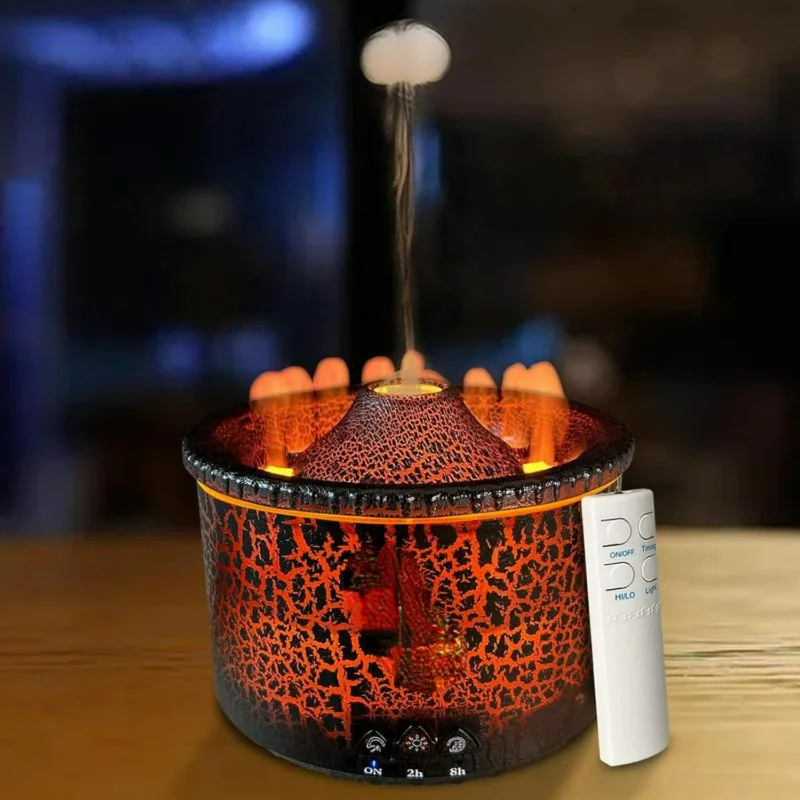 

Элегантный двухцветный диффузор для ароматерапии с эффектом пламени, 300 мл, для спальни и офиса, увлажнитель эфирного масла с дистанционным управлением