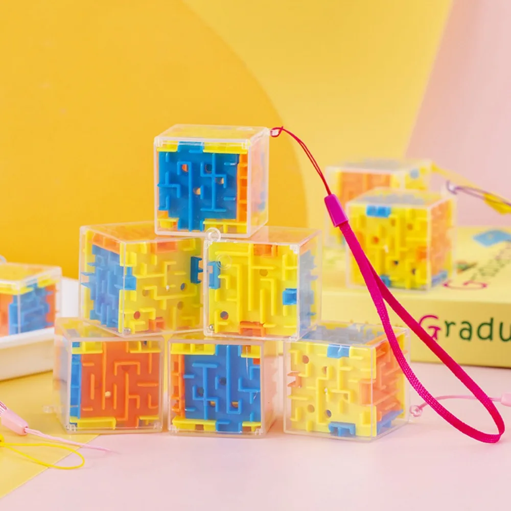 6/12 Pcs with Rope 3D Maze Six-sided Level Game for Children Birthday Party Wedding Guest Gift, School Reward, Piñata Stuffer