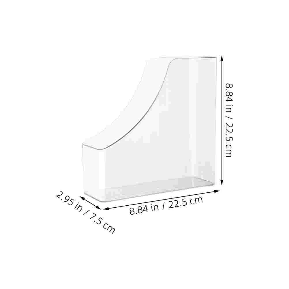 2 pçs caixa de armazenamento de arquivo livro expositor revista titular organizadores de mesa acessórios rack caixas claras armário transparente