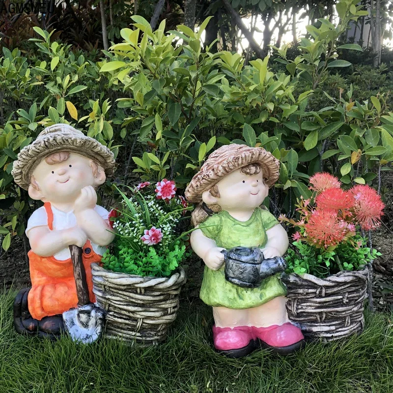 

creative resin crafts cartoon character sculpture flower pot outdoor garden landscaping decoration potted home decoration