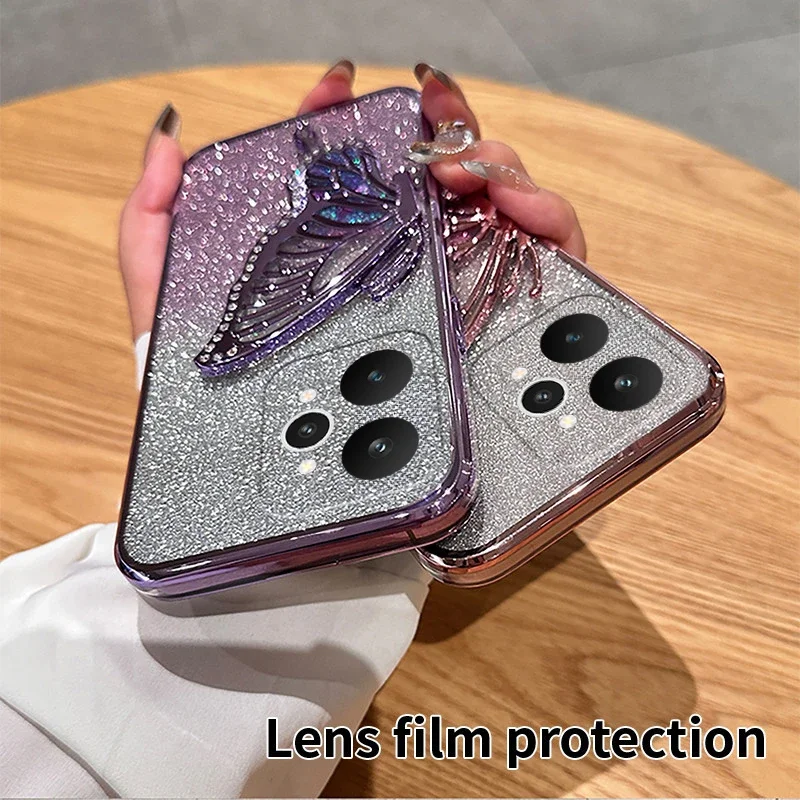 

Чехол для Realme 15 Pro 5G, держатель для телефона с жидким песком и бабочкой, противоударный чехол для Realme 15 Pro 5G