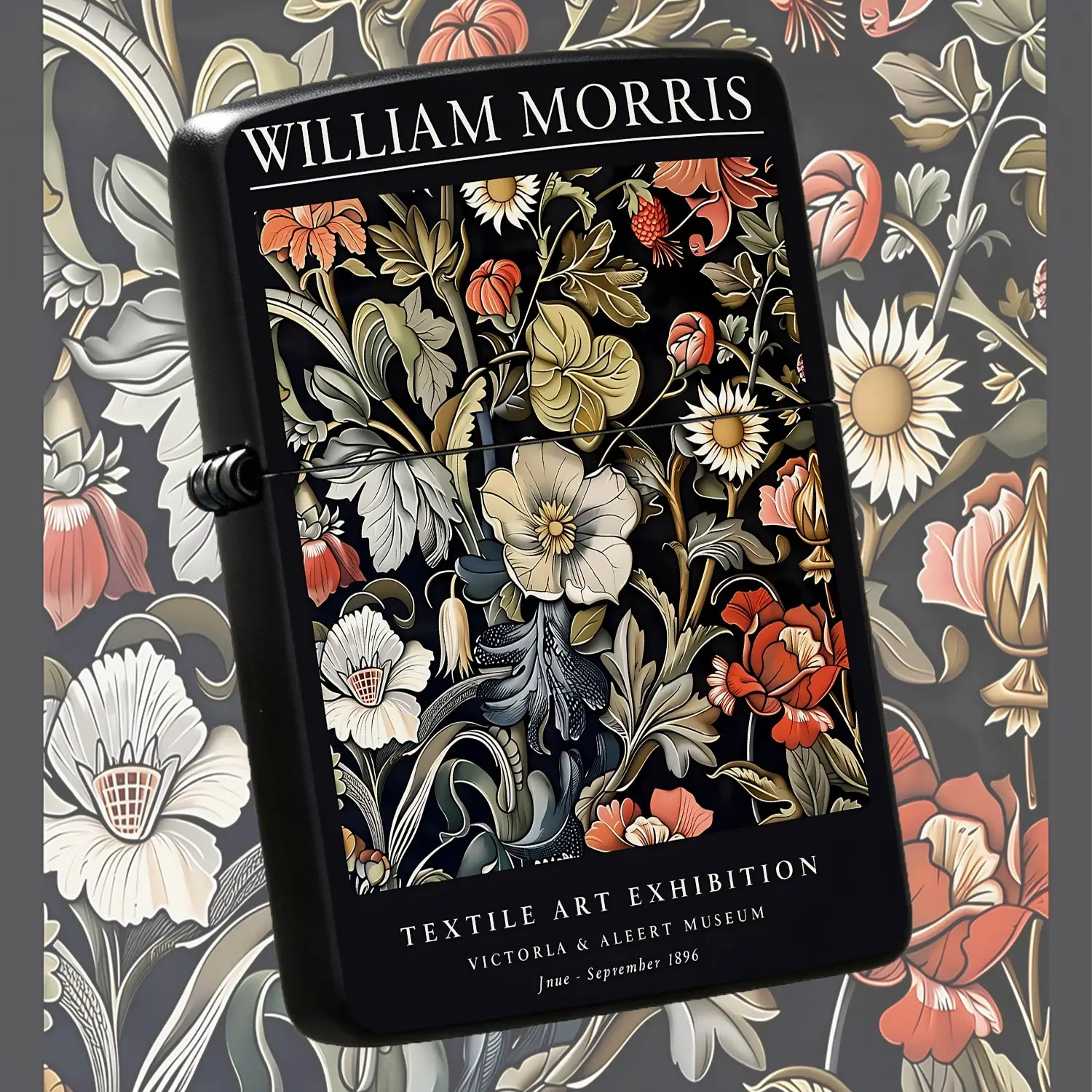Vintage William Morris Floral Pattern Textile Art Exhibition Themed Lighter, Exquisite Artistic Portable Igniter, Ideal for Indoor Outdoor Daily Use, Gifting for Art Lovers, Aesthetic Decorative Practical Item for Candle A Humorous And Inte
